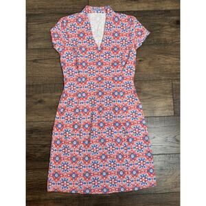 J. McLaughlin Catalina Cloth Dress Short Sleeve Emma Geometric Print Active Sz S